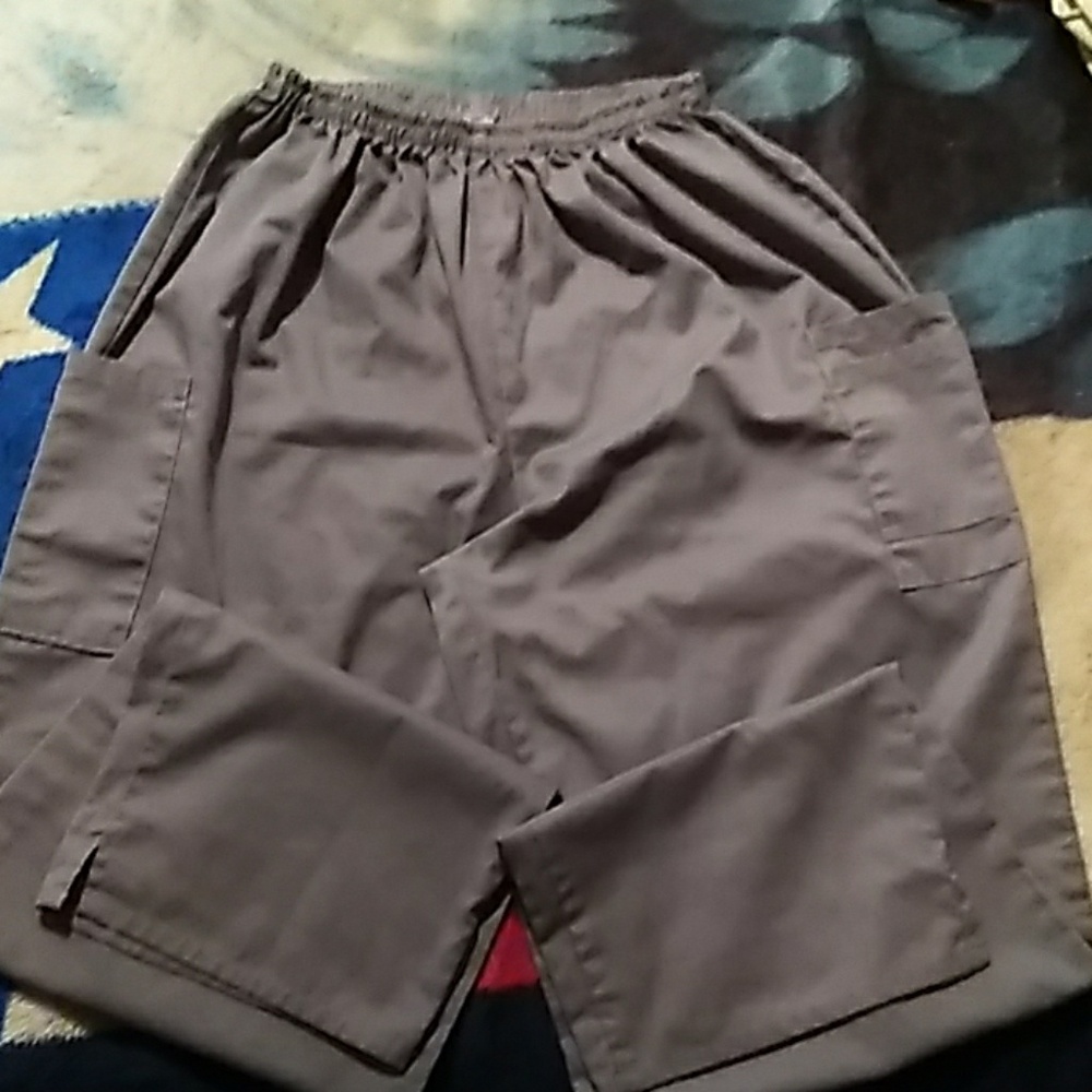 Women's Light gray elastic waist scrub pants